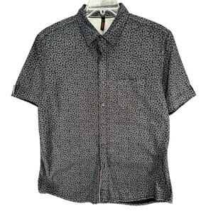 Smash Shirt Mens XL Black White Floral Cotton Button Up Casual Retro Breathable
